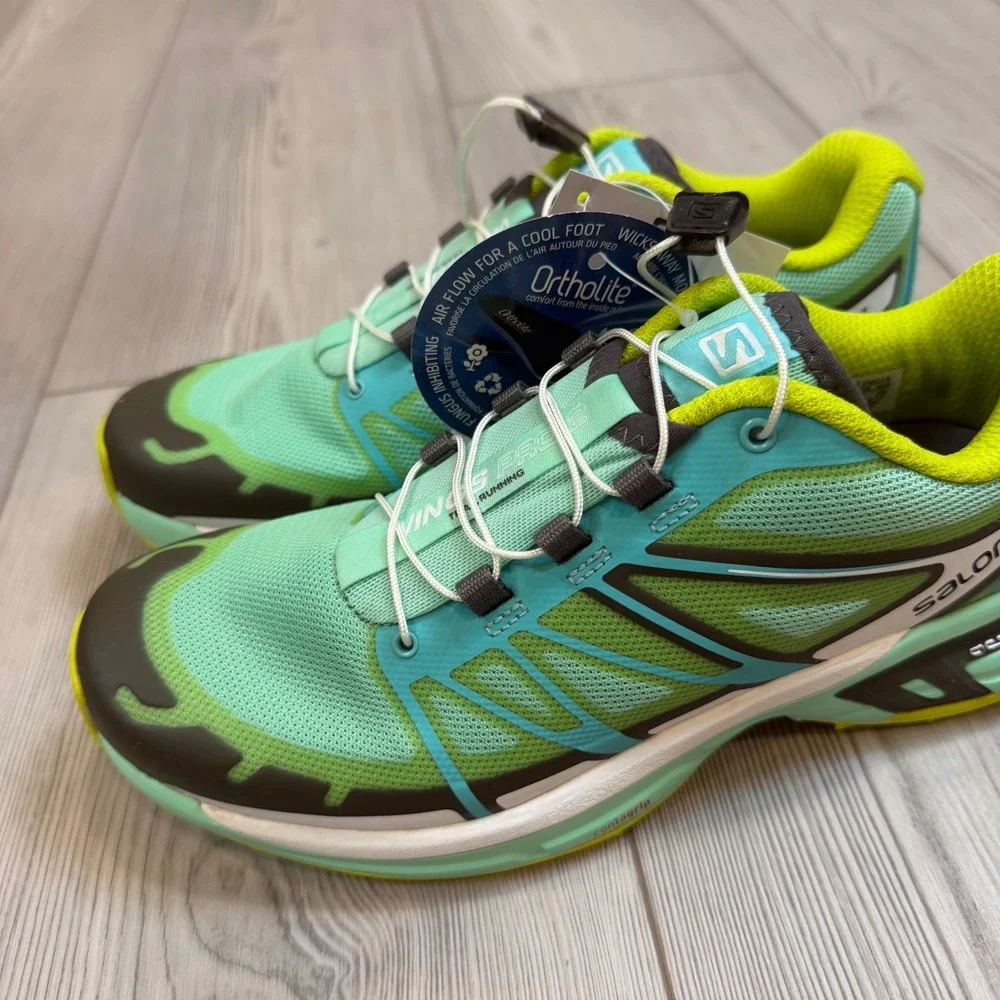 Salomon Wings Pro 2 W Trail Running Shoes Lucite Green Gecko Green 379088 6 NEW